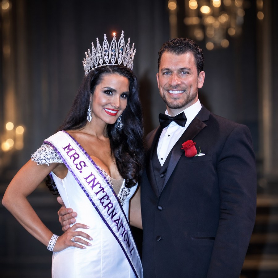 Sean Pruitt with his wife Priscilla Pruitt, Mrs. International 2016